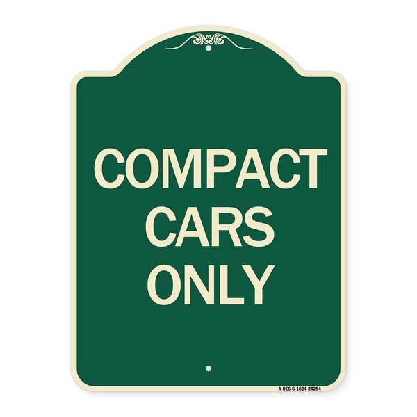 Signmission Designer Series Compact Car Only, Green & Tan Heavy-Gauge Aluminum Sign, 24" x 18", G-1824-24254 A-DES-G-1824-24254